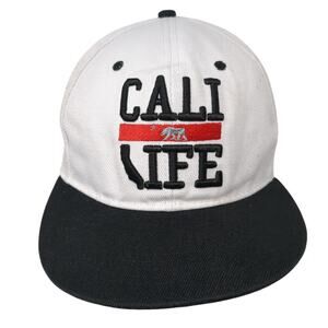 Cali Life Snapback Hat White One Size Embroidered Colorblock 6 Panel